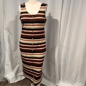 Striped Sleeveless Button-Down Dress